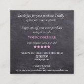 modern manuscript holographic dank u voor uw orde vierkante visitekaartje (Achterkant)