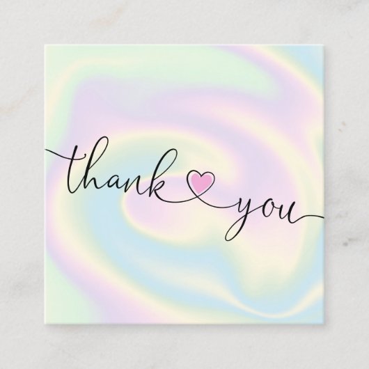 modern manuscript holographic dank u voor uw orde vierkante visitekaartje (Voorkant)