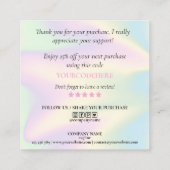 modern manuscript holographic dank u voor uw orde vierkante visitekaartje (Achterkant)
