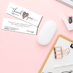 modern manuscript uniek hart bedankt u voor orde mini visitekaartje