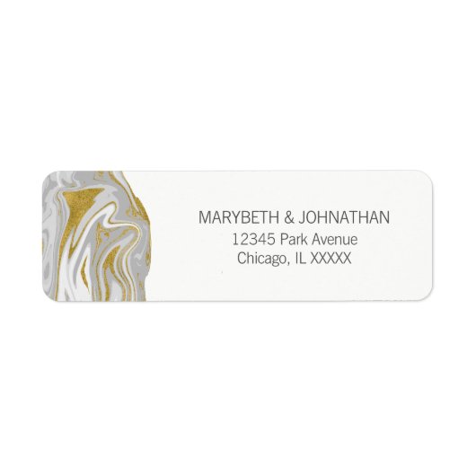 Modern Marble and Gold Wedding Address Label (Voorkant)