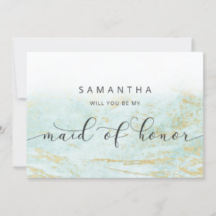 Modern Marble Aqua Maid of Honor proposal Kaart