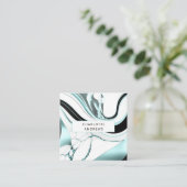 Modern Marble Blue Vierkante Visitekaartje (Staand voorkant)