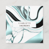 Modern Marble Blue Vierkante Visitekaartje (Voorkant)