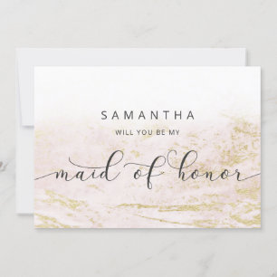 Modern Marble Blush Maid of Honor proposal Kaart