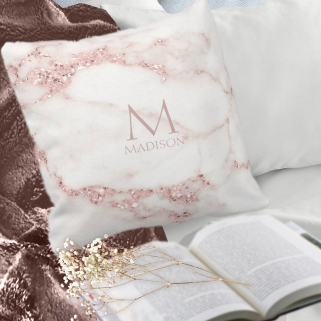 Modern Marble Glitter Monogram Rose Gold ID816 Kussen (Creator heeft geüpload)