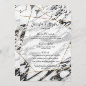 Modern Marble Gold Geometric Wedding Menu (Voorkant / Achterkant)