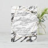 Modern Marble Gold Geometric Wedding Menu (Staand voorkant)