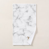 Modern Marble Gold Girly Script Monogram (Serviette à main)