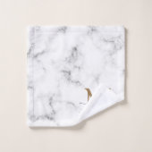 Modern Marble Gold Girly Script Monogram Bad Handdoek (Wasdoekje)