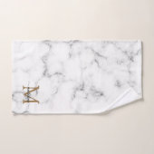 Modern Marble Gold Girly Script Monogram Bad Handdoek (Handdoek)