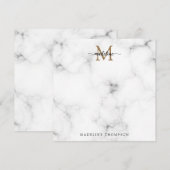 Modern Marble Gold Girly Script Monogram Square Notitiekaartje (Voorkant / Achterkant)