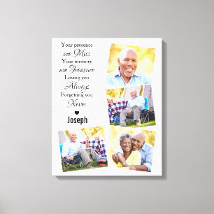 Modern Marble Herdenking Foto Collage Memorial Canvas Afdruk