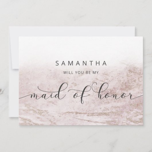 Modern Marble Mauve Maid of Honor proposal Kaart (Voorkant)