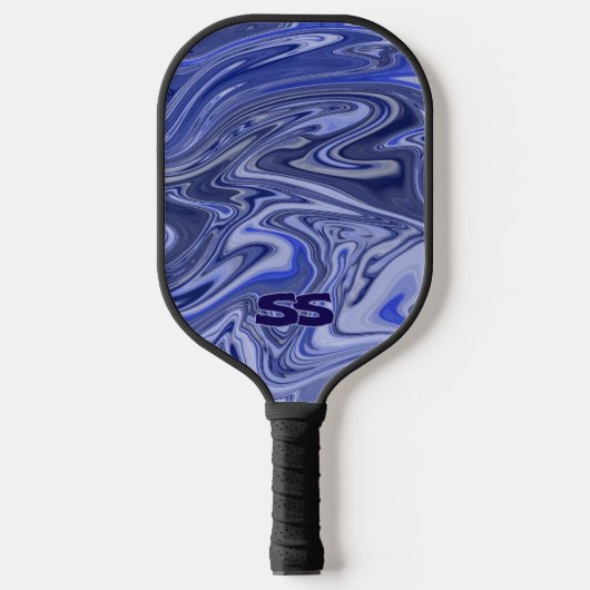 Modern Marble Monogram Pickleball Paddle (Voorkant)
