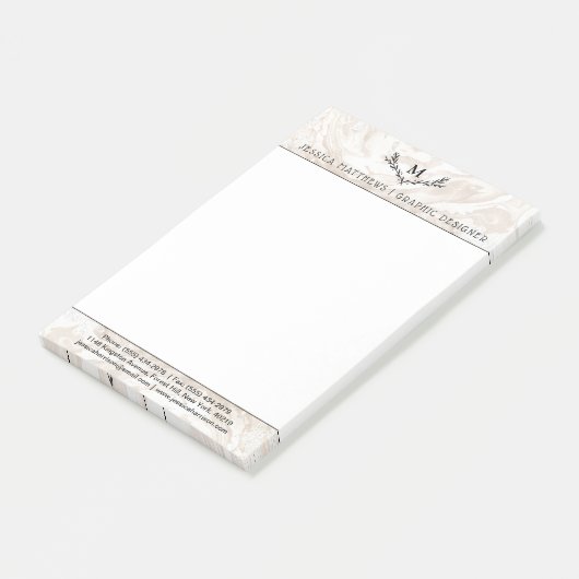 Modern Marble Monogram Wreath Post-it® Notes (Schuin)