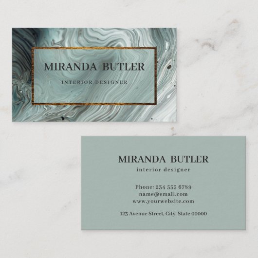 Modern Marble Personalized Personal Golden Lijst B Visitekaartje (Voorkant / Achterkant)