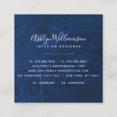 Modern marble waterverf Silver Turquoise script Vierkante Visitekaartje (Achterkant)