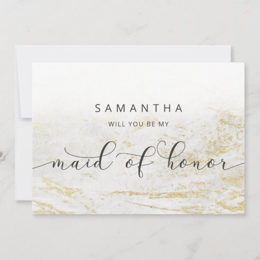 Modern Marble White Maid of Honor proposal Kaart (Voorkant)