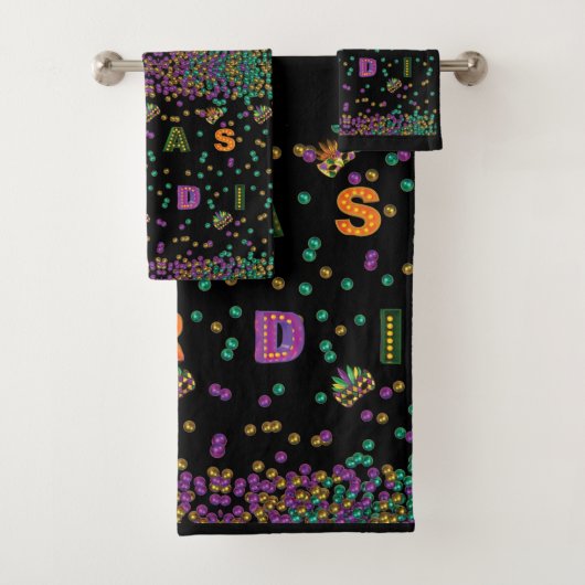 Modern Mardi Gras Pattern Bad Handdoek (Insitu)