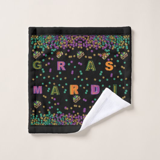 Modern Mardi Gras Pattern Bad Handdoek (Wasdoekje)