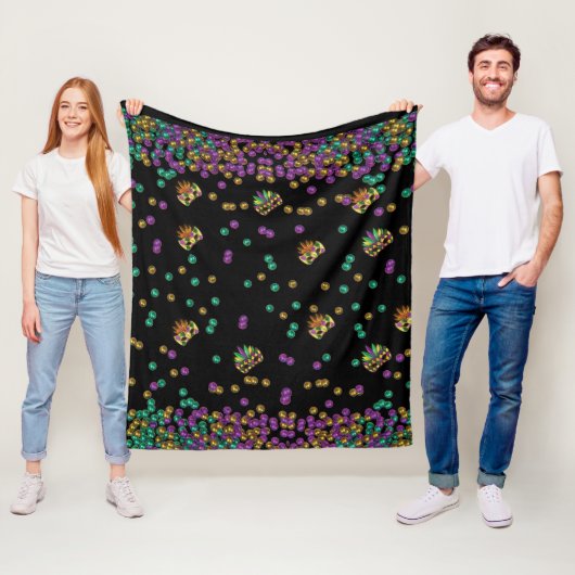Modern Mardi Gras Pattern Fleece Deken (In situ)