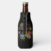 Modern Mardi Gras Pattern Flesjeskoeler (Fles Achterkant)