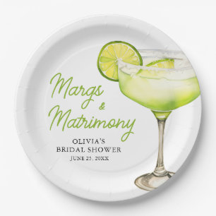 Modern Margs & Matrimony Cocktail Vrijgezellenfees Papieren Bordje