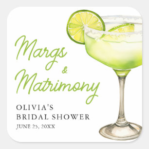 Modern Margs & Matrimony Cocktail Vrijgezellenfees Vierkante Sticker