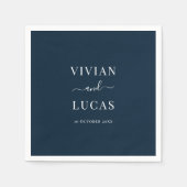 Modern marineblauw formele minimale bruiloft servet (Voorkant)