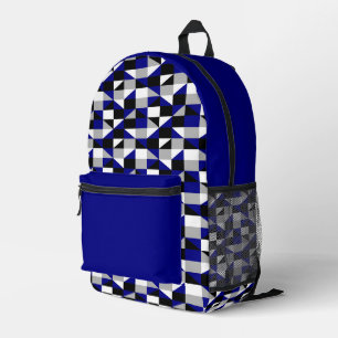 Modern marineblauw geometrisch bedrukte rugzak