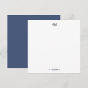 Modern marineblauw grijs monogram twee Initialen p Notitiekaartje