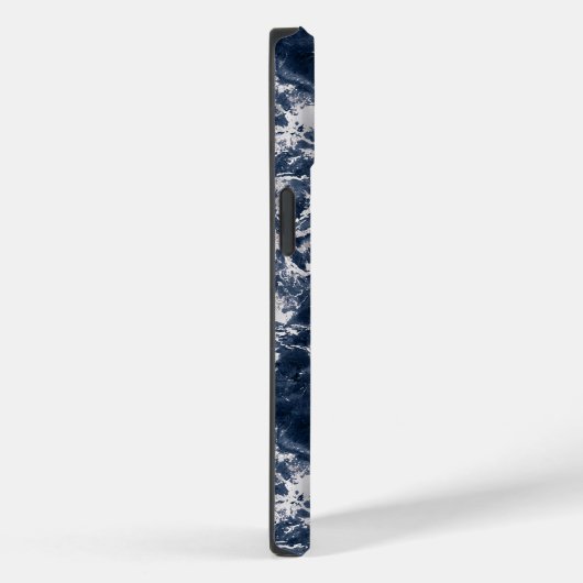 Modern marineblauw marmer zilveren glitter monogra Case-Mate iPhone case (Achterkant / Rechts)