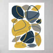 Modern marineblauw mosterd Abstract patroon Poster (Voorkant)