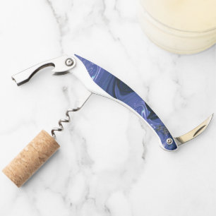 Modern marineblauw ombre goud marmer patroon kurkentrekker