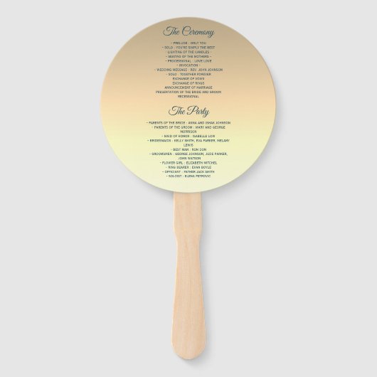 Modern marineblauw trouwprogramma handwaaier (Achterkant)