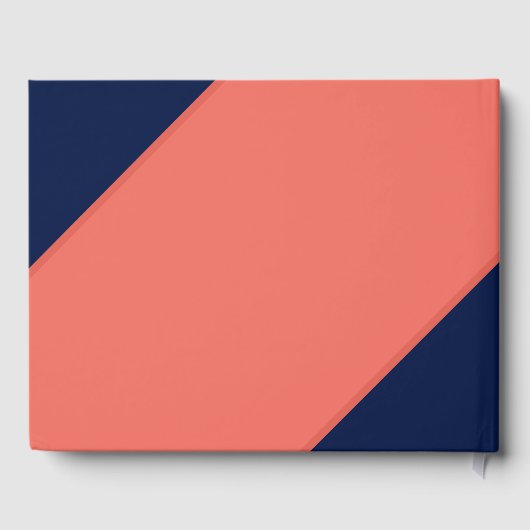 Modern marinesblauw en koraal bruiloft gastenboek (Achterkant)