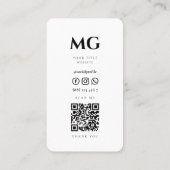 Modern Marketing Monogram Professioneel Zwart Wit Visitekaartje (Achterkant)