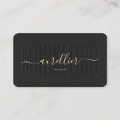 Modern Marketing Zwart Goud Naam Script Monogram Visitekaartje (Voorkant)