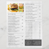 Modern marmer Black & White Restaurant Photo Menu (Achterkant)