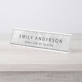 Modern marmer gepersonaliseerd bureau naambordje (Voorkant)