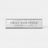 Modern marmer gepersonaliseerd bureau naambordje (Voorkant)