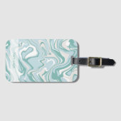 Modern Marmer Turquoise Coastal Beach Zee Name Bagagelabel (Voorkant (horizontaal))