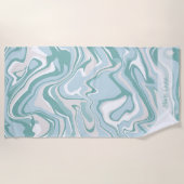 Modern Marmer Turquoise Coastal Beach Zee Name Strandlaken (Voorkant)