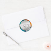 Modern marmer waterverf zilverturquoise oranje ronde sticker (Envelop)