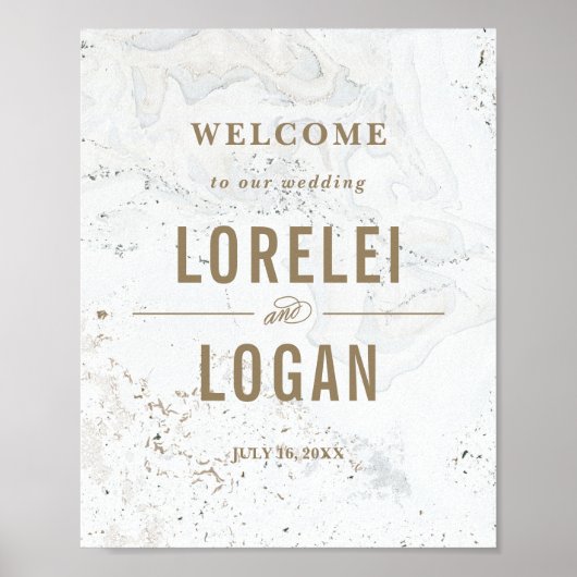 Modern marmer Wedding Welcome Sign | Zwart Poster (Voorkant)