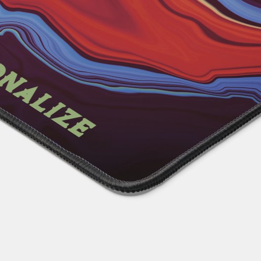 Modern Marmeren Blauw Rood Abstract Kleurrijk Cust Bureaumat (Hoek)