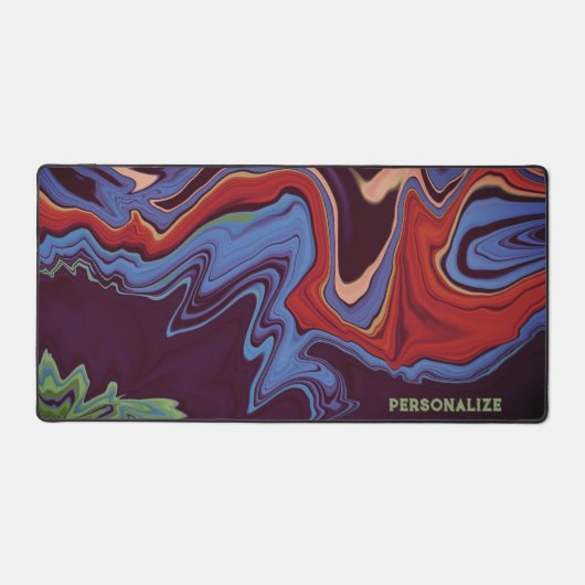 Modern Marmeren Blauw Rood Abstract Kleurrijk Cust Bureaumat (Voorkant)