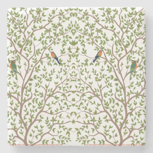 Modern marmeren botanisch ontwerp stenen onderzetter (Voorkant)