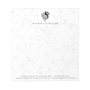 Modern Marmeren Kapsalon Zakelijk Logo Notitieblok